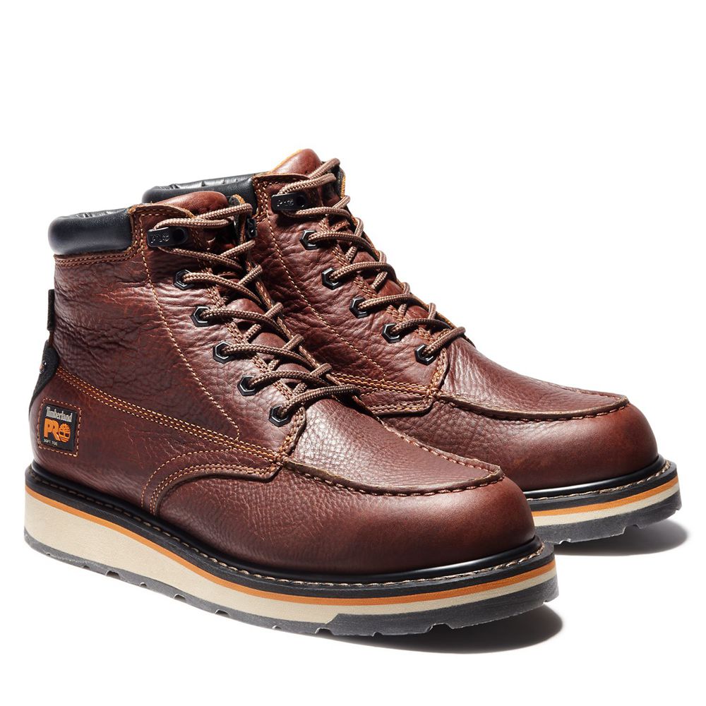 Timberland Μποτακια Εργασίας Ανδρικα Καφε/Μαυρα - Pro® Gridworks 6\" Soft Toe - Greece 5401873-WX